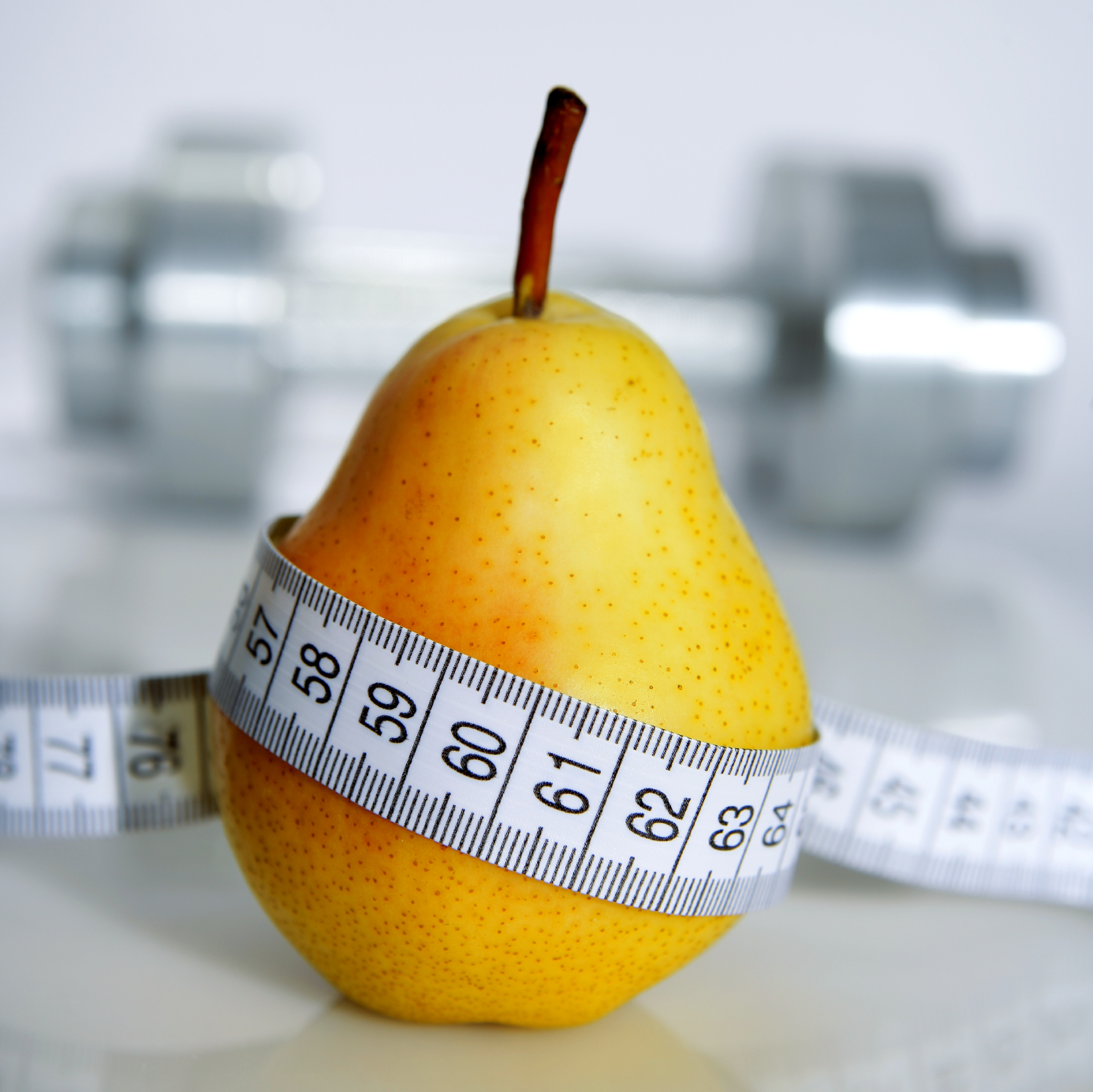 pear and measuring tape